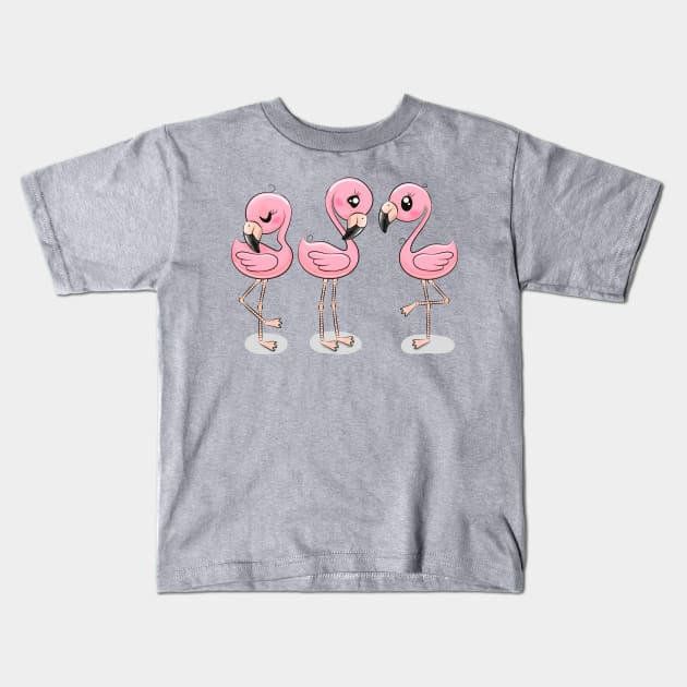 Cute Flamingos Kids T-Shirt by Reginast777